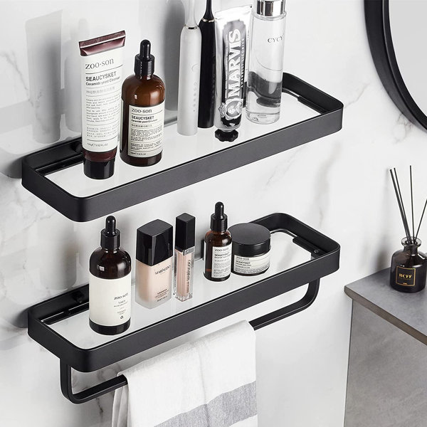 Wayfair bathroom shelf with towel bar sale